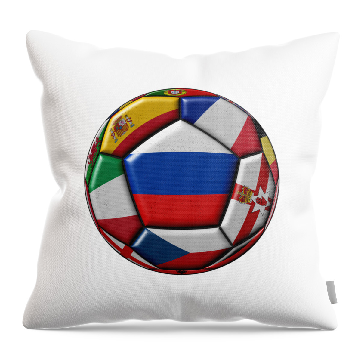 Europe Throw Pillow featuring the digital art Ball with flag of Russia in the center by Michal Boubin
