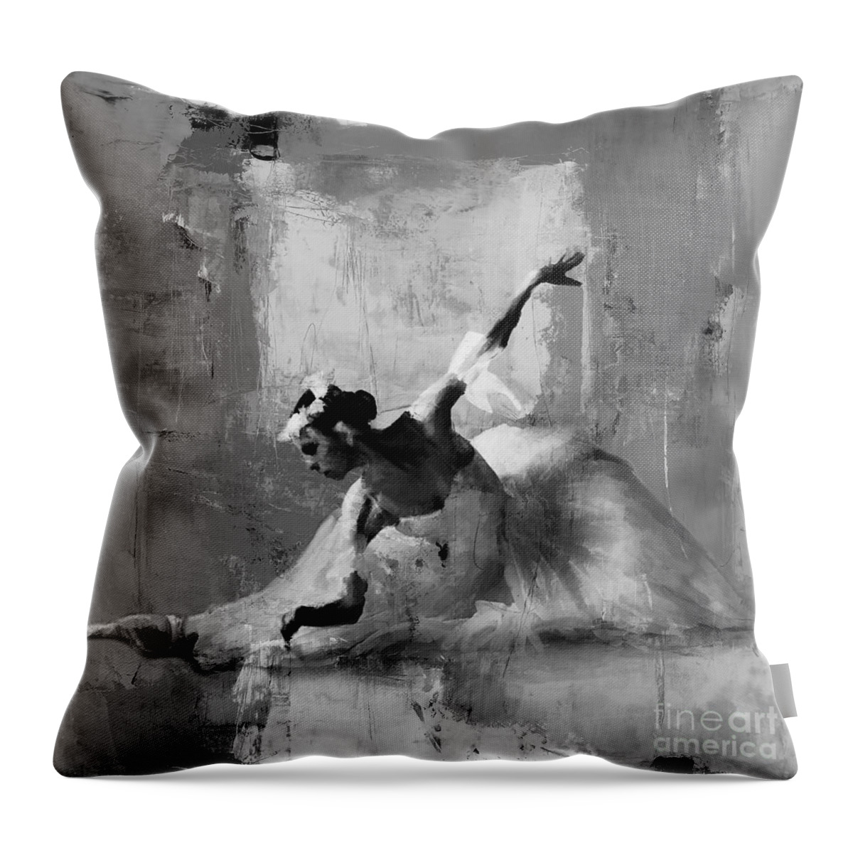 Ballerina Throw Pillow featuring the painting Ballerina Dance on the floor by Gull G