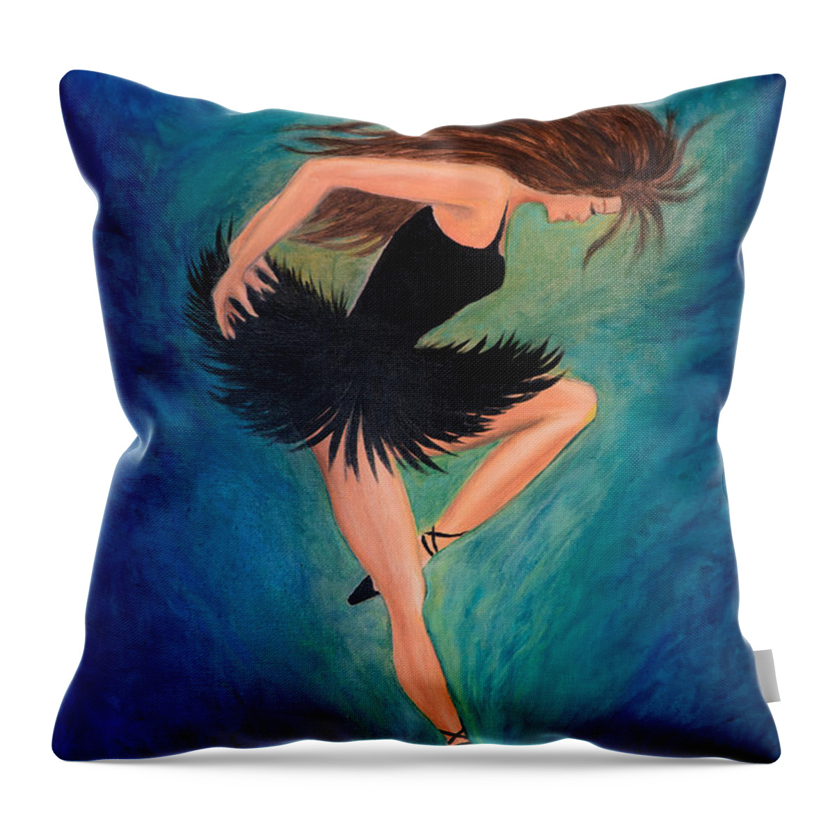 Ballerina Throw Pillow featuring the painting Ballerina Dancer by Lilia S