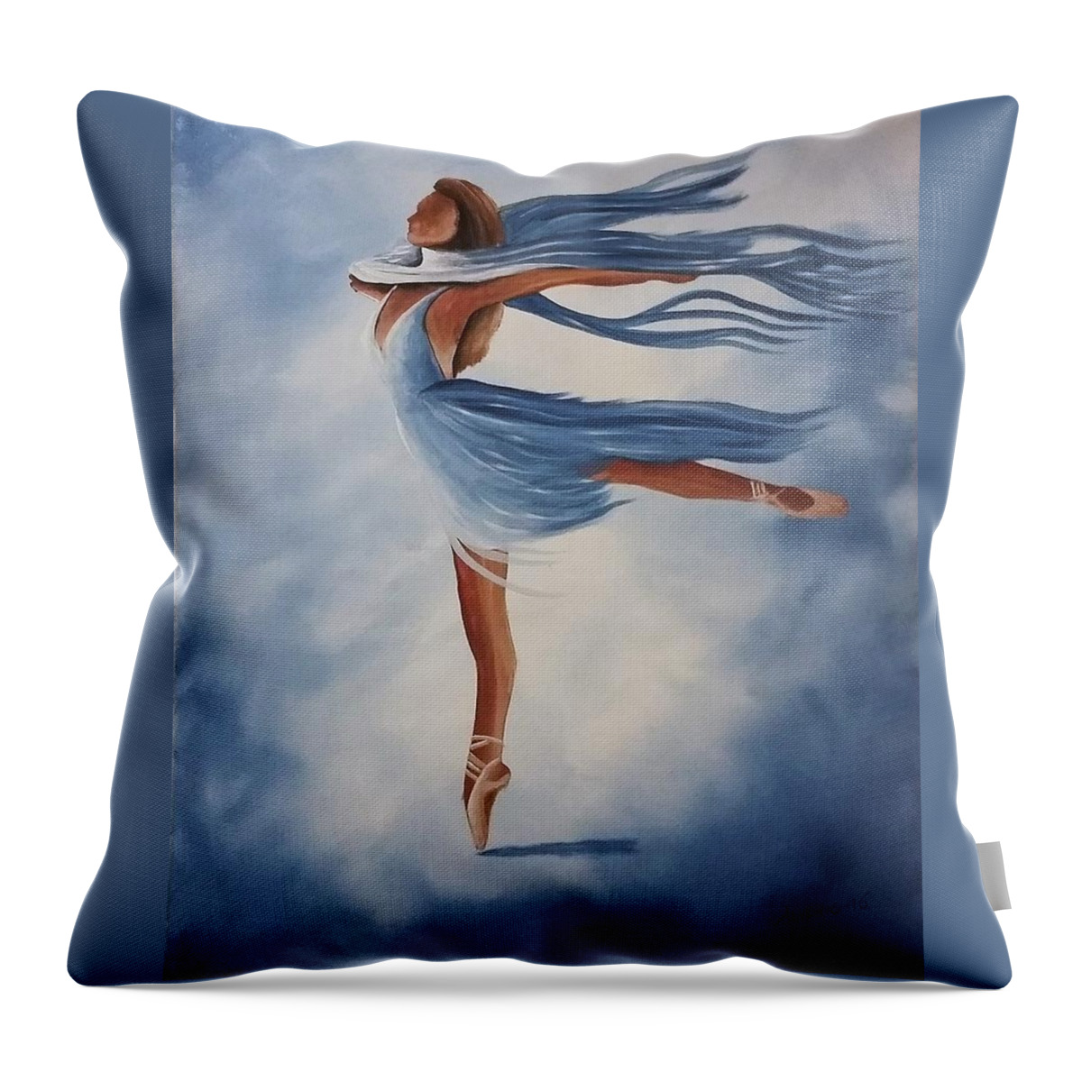 Ballet Throw Pillow featuring the painting Ballerina by Edwin Alverio