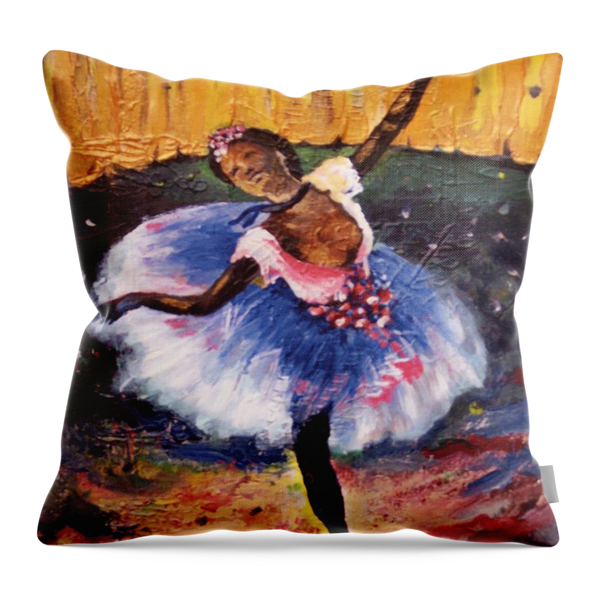 Ballerina Throw Pillow featuring the painting Ballerina Girl by Arthur Covington