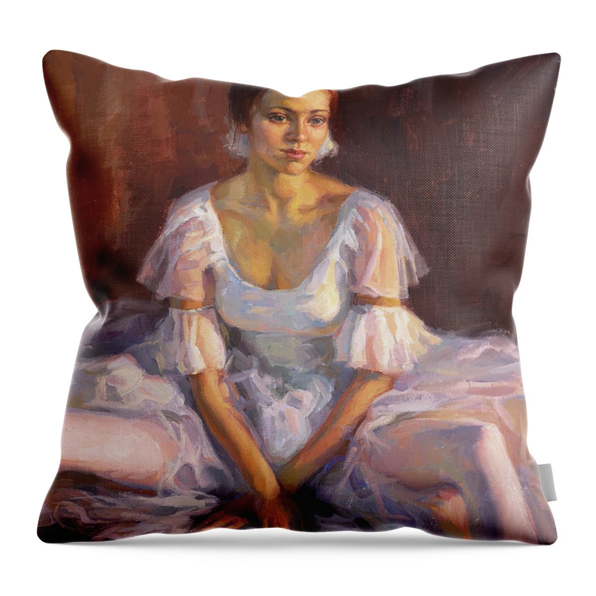 Ballet Throw Pillow featuring the painting Ballerina's Daydream by Serguei Zlenko
