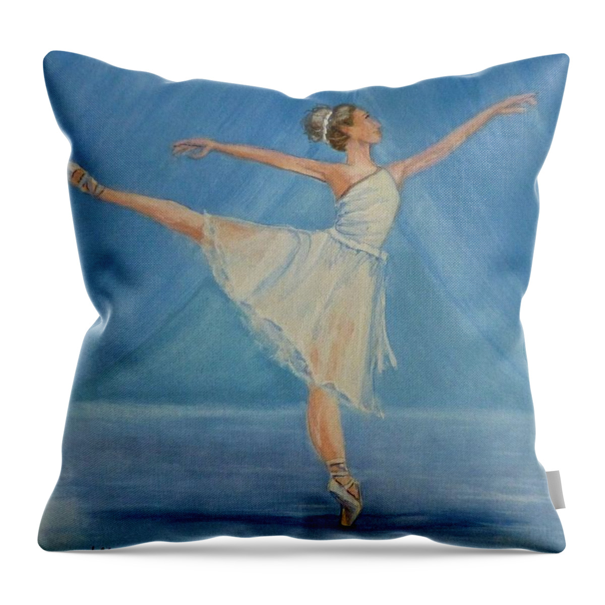 Ballet Throw Pillow featuring the painting Ballet Blues by Kelly Mills