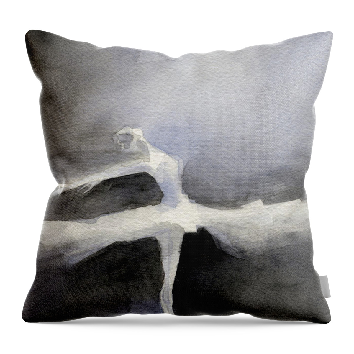 Ballet Throw Pillow featuring the painting Ballet Dancer in White Tutu Watercolor Paintings of Dance by Beverly Brown Prints