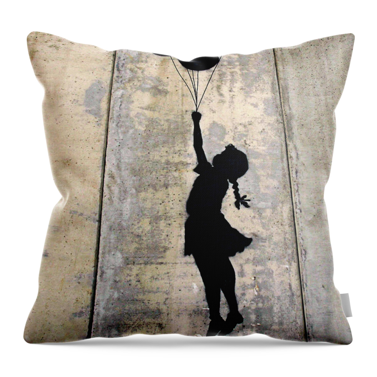 Banksy Throw Pillow featuring the photograph Ballons Girl by Munir Alawi