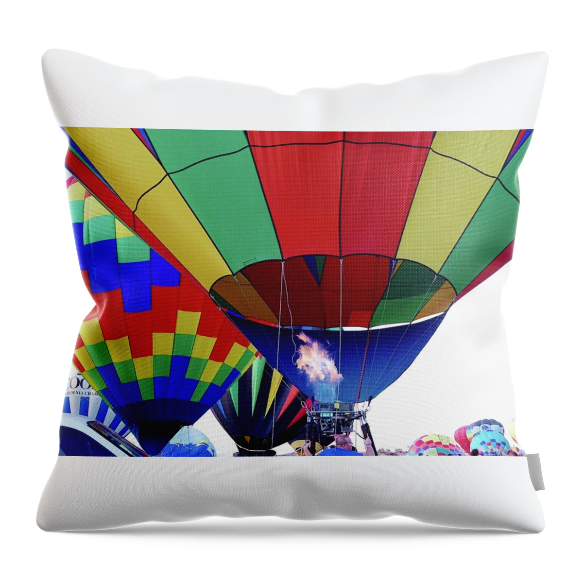 Multi Colored Hot Air Balloons Throw Pillow featuring the photograph Balloon Fly In 2 by Karen McKenzie McAdoo