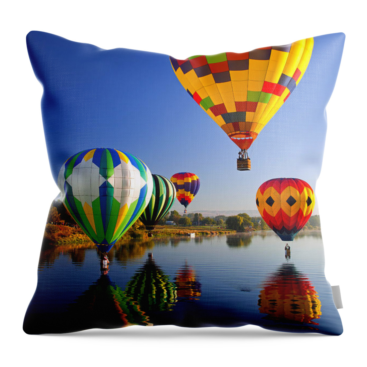 Balloon Throw Pillow featuring the photograph Balloon Reflections by Michael Dawson
