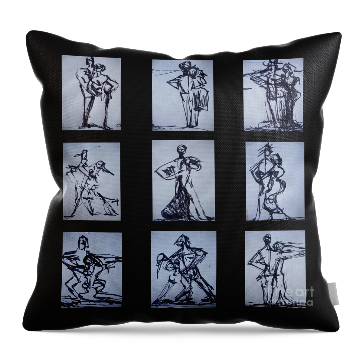Dance Throw Pillow featuring the drawing Ballroom Dancing by Diane montana Jansson