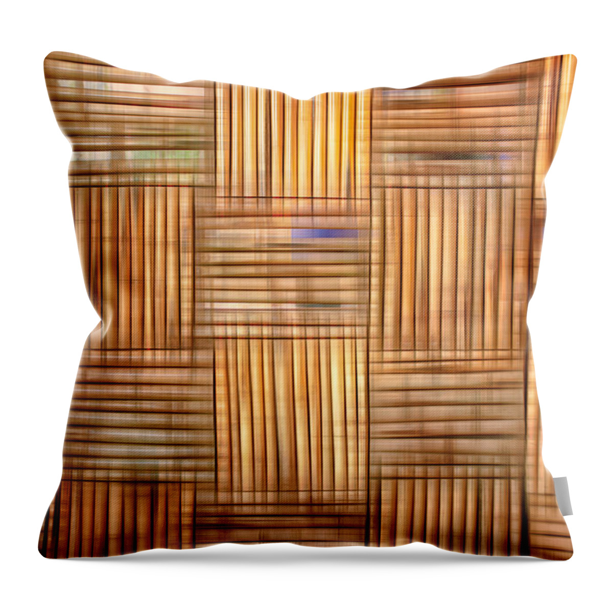 Nobody Throw Pillow featuring the photograph Yellow Red Bamboo Lines by Nilesh Bhange