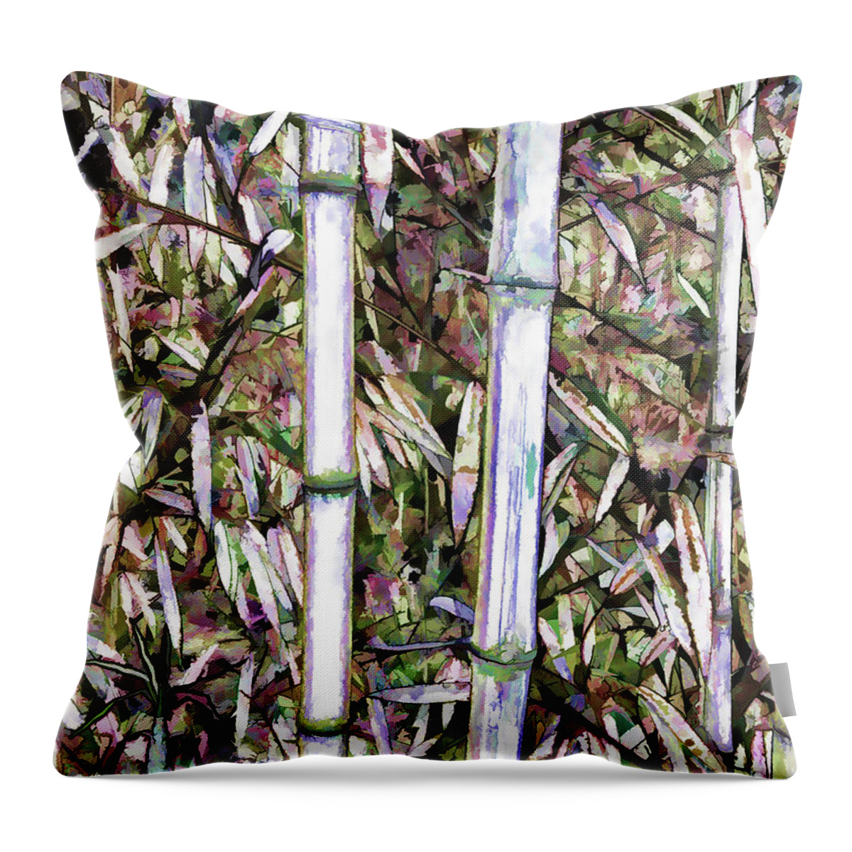 Bamboo Stalks Throw Pillow featuring the painting Bamboo Stalks by Jeelan Clark