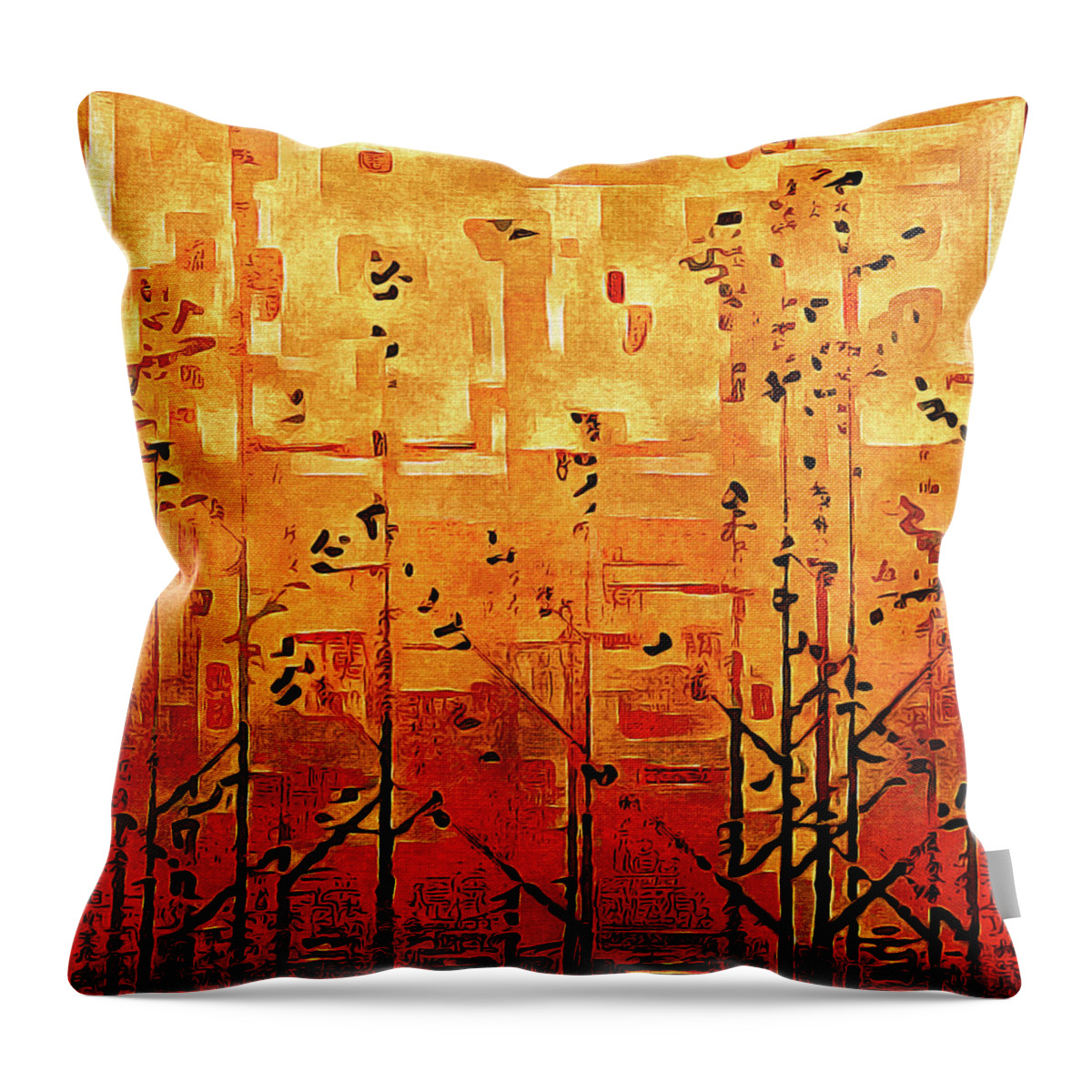 Bamboo Throw Pillow featuring the painting Bamboo by Susan Maxwell Schmidt