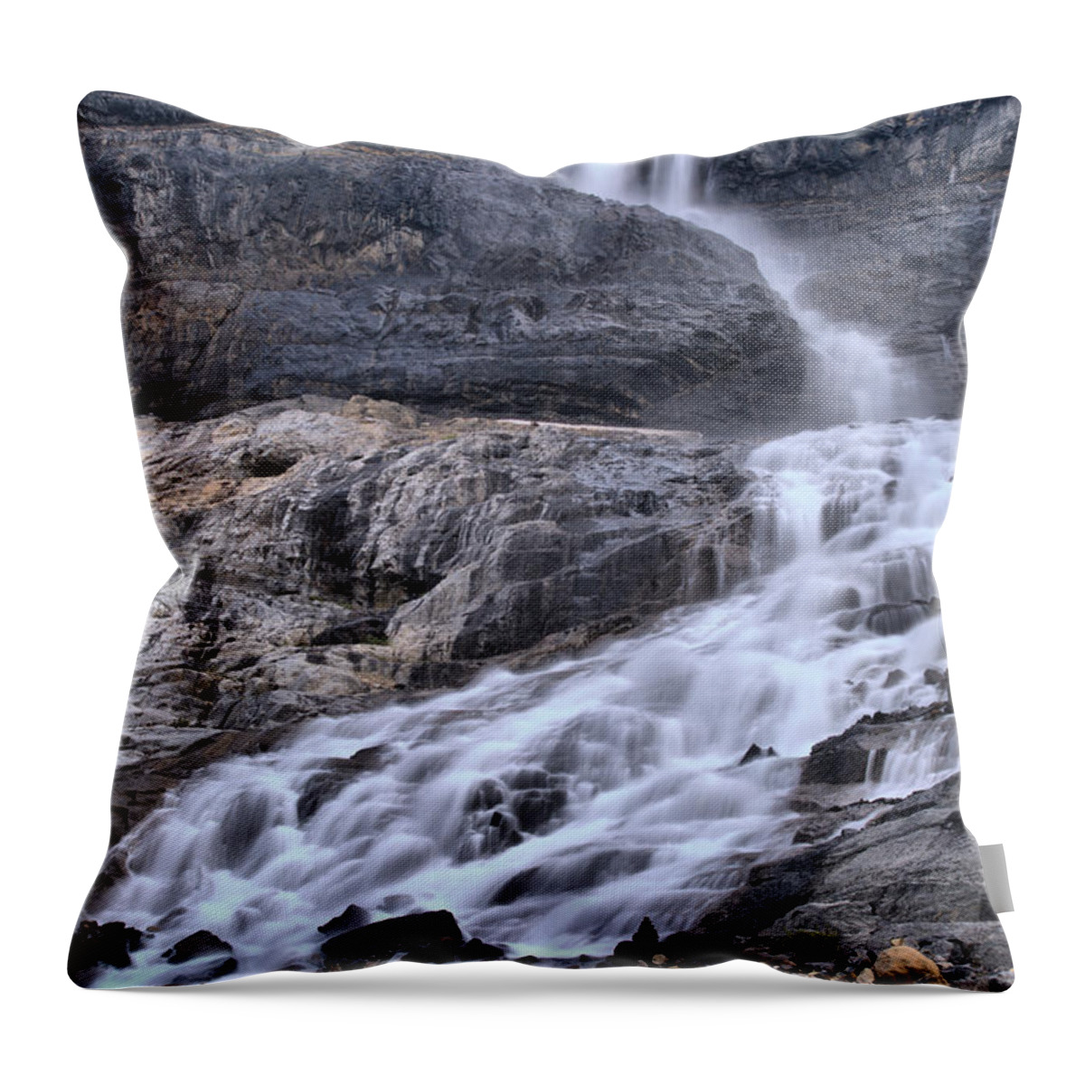 Bow Glacier Falls Throw Pillow featuring the photograph Banff Bow Glacier Falls Portrait by Adam Jewell