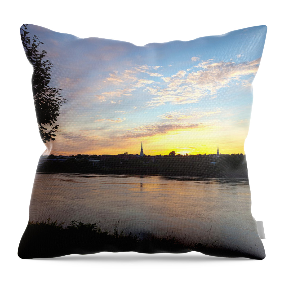 City Throw Pillow featuring the photograph Bangor Sunset by Melinda Fawver