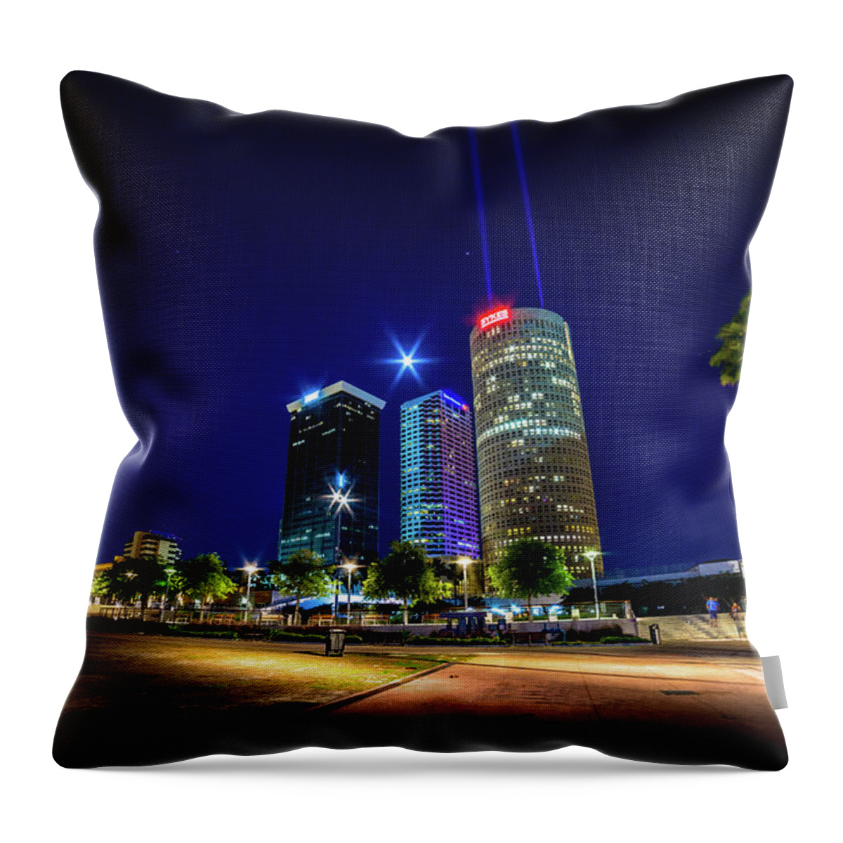 Downtown Tampa Throw Pillow featuring the photograph Bank Of America and Sykes Building Downtown Tampa by Rene Triay FineArt Photos