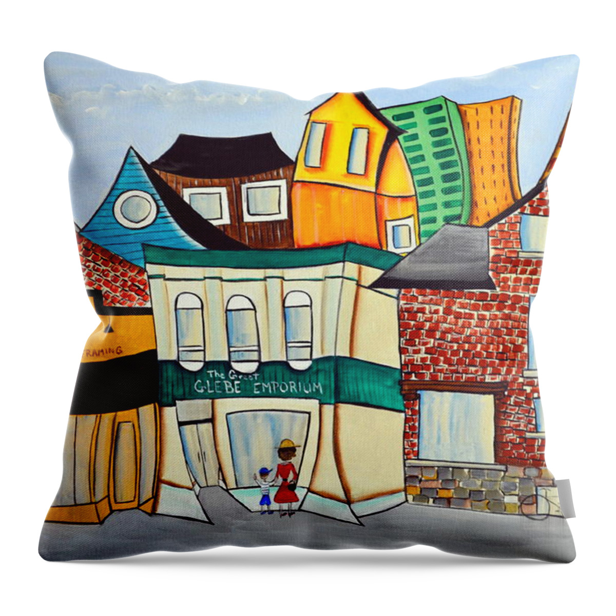 Abstract Throw Pillow featuring the painting Bank Street West by Heather Lovat-Fraser