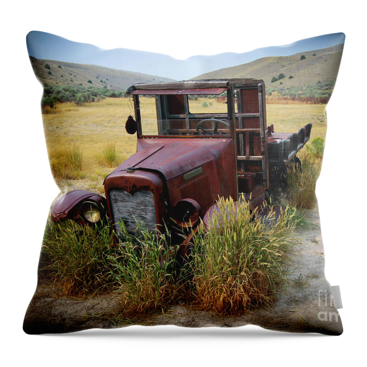 Bannack State Park Throw Pillow featuring the photograph Bannack Montana Old Truck Two by Veronica Batterson