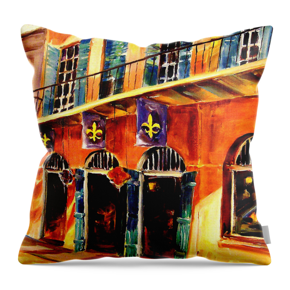 New Orleans Throw Pillow featuring the painting Banners on Royal Street by Diane Millsap