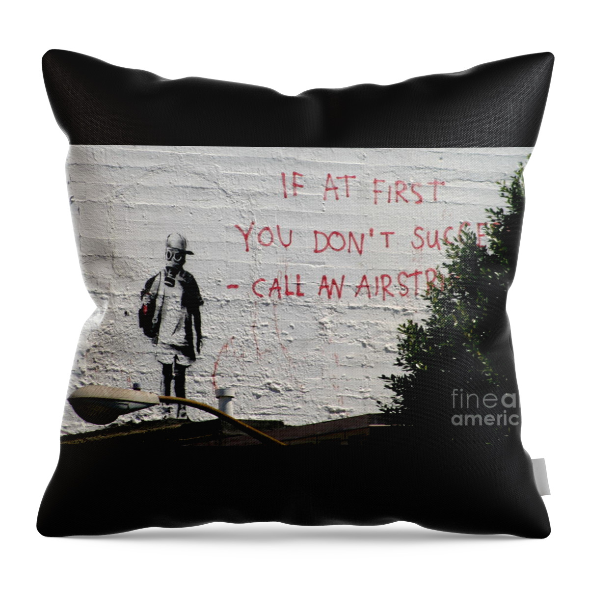 San Francisco Photography Throw Pillow featuring the photograph Bansky Art In San Francisco California by Michael Hoard