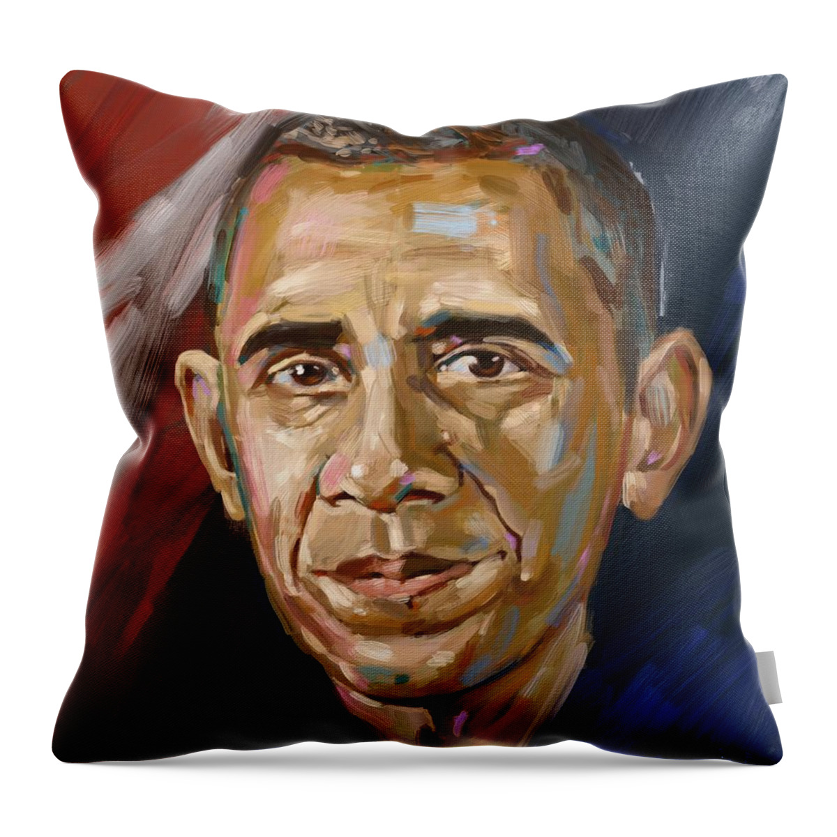 Obama Throw Pillow featuring the painting Barack by Arie Van der Wijst