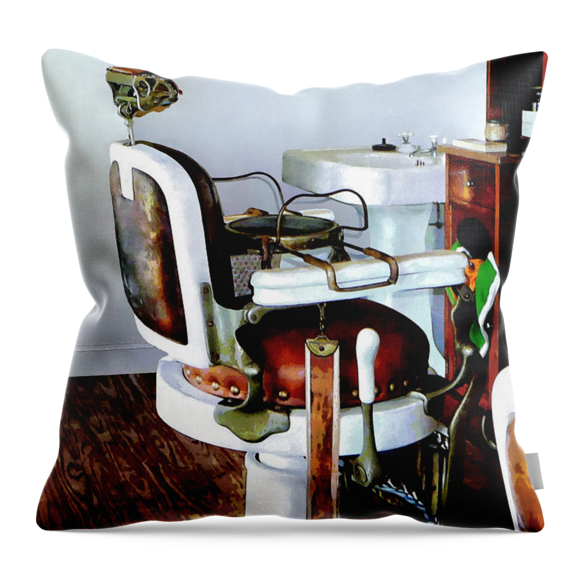 Barber Throw Pillow featuring the photograph Barber Chair by Susan Savad