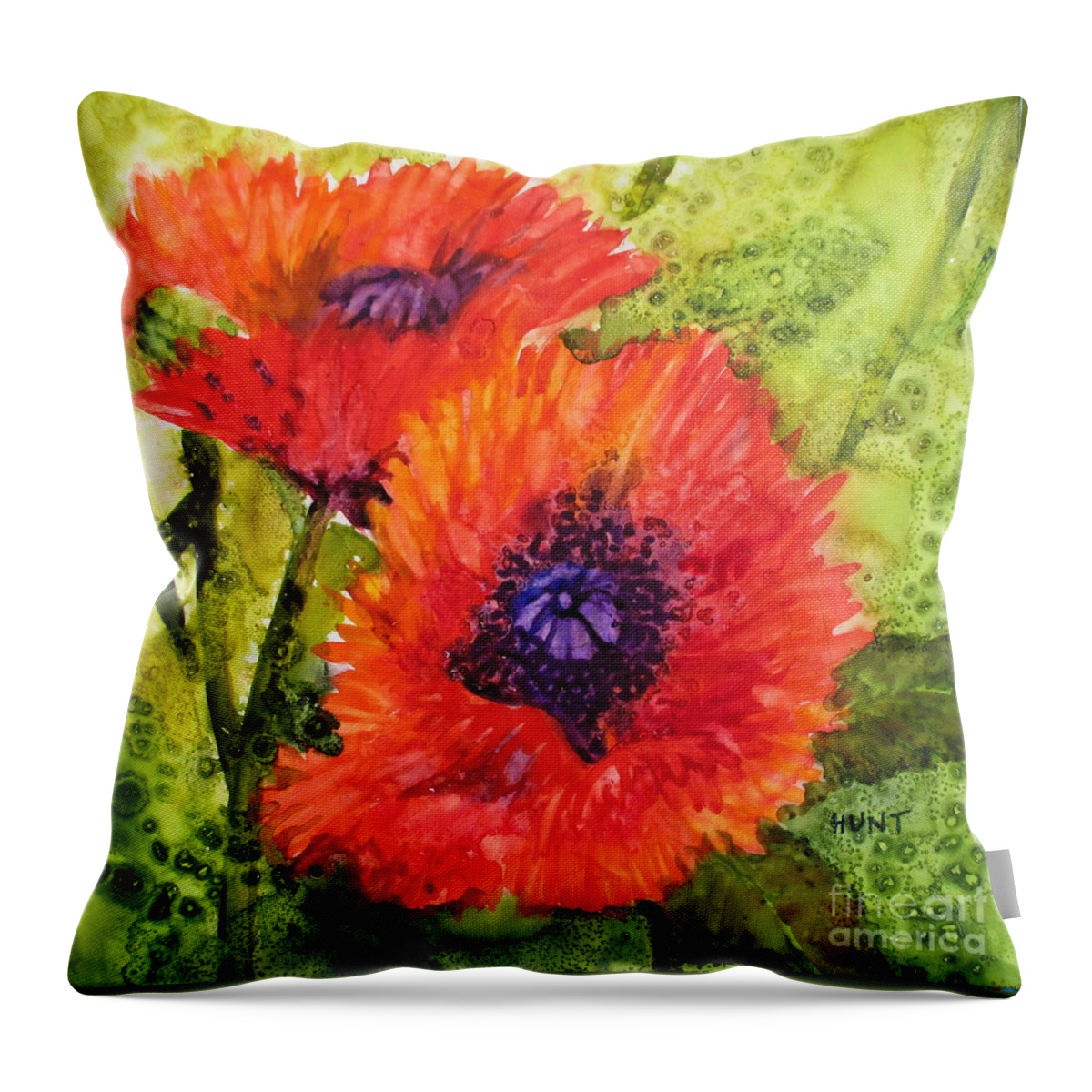 Flower Throw Pillow featuring the painting Barbs Poppies by Shirley Braithwaite Hunt