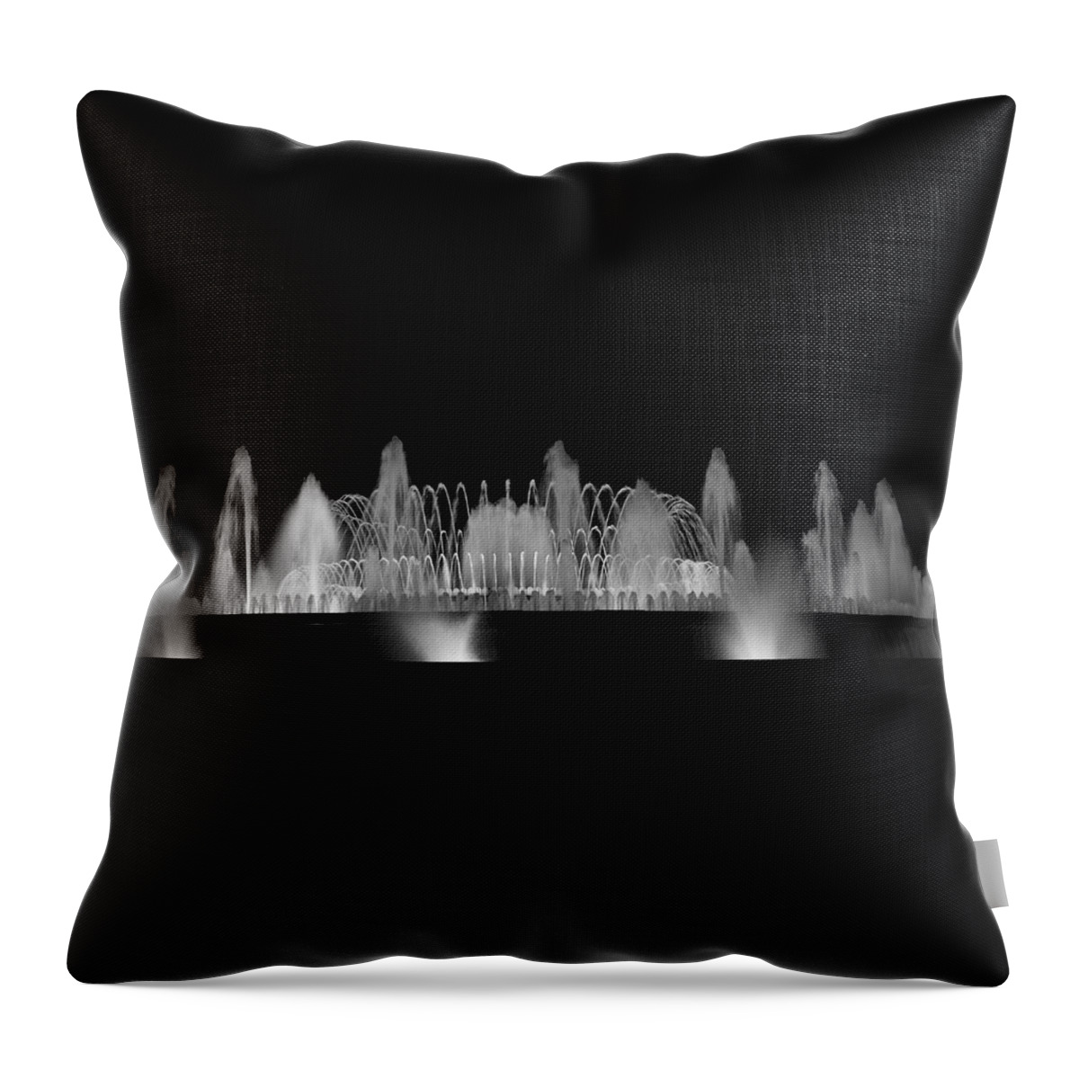 Barcelona Throw Pillow featuring the photograph Barcelona Fountain Nightlights by Farol Tomson