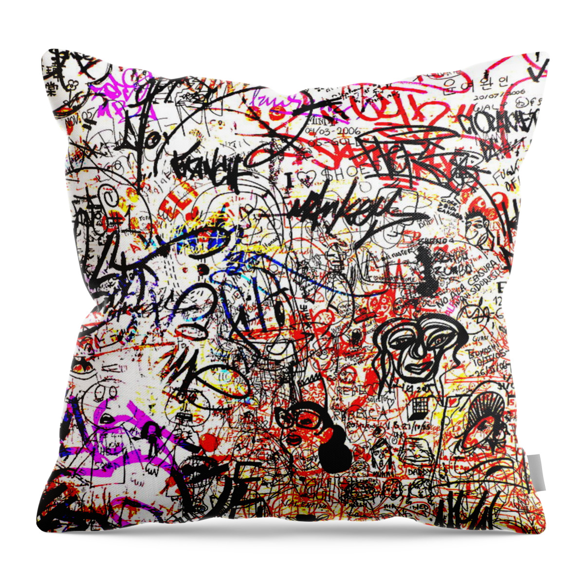 Graffiti Throw Pillow featuring the photograph Barcelona Graffiti Heaven by Funkpix Photo Hunter
