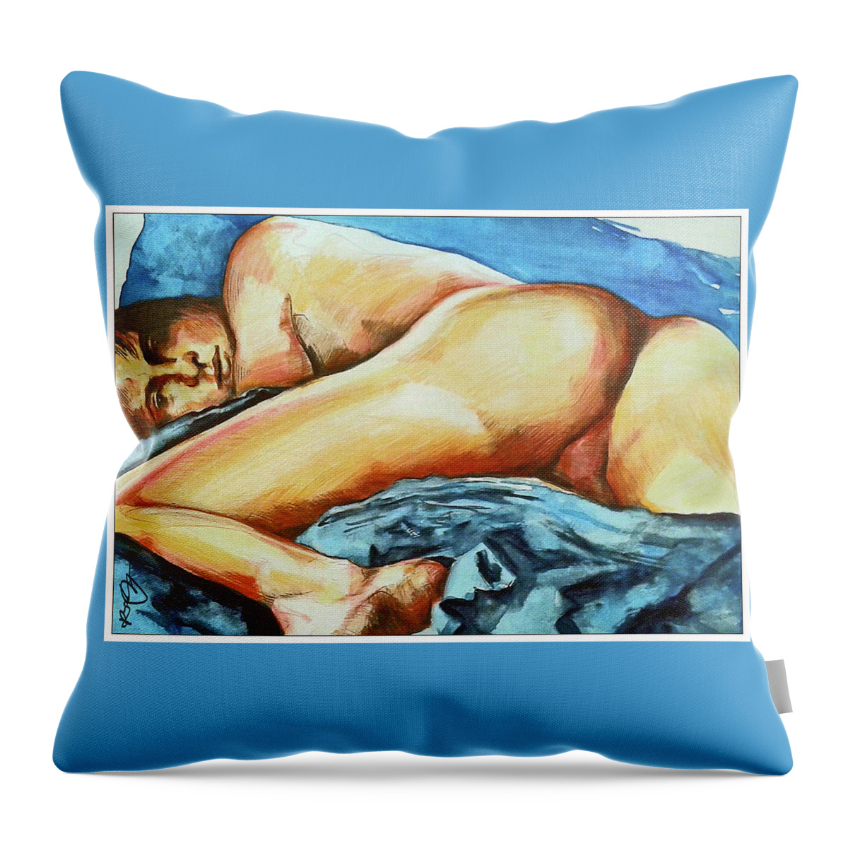 Naked Boy Throw Pillow featuring the painting Naked Bare Truth by Rene Capone