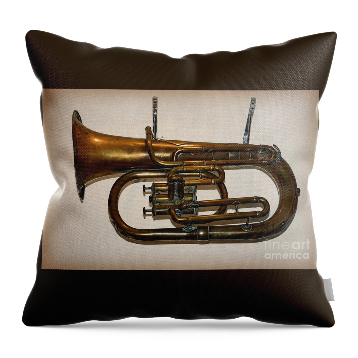 Baritone Horn 1910 Throw Pillow featuring the photograph Baritone Horn 1910 by Kaye Menner by Kaye Menner