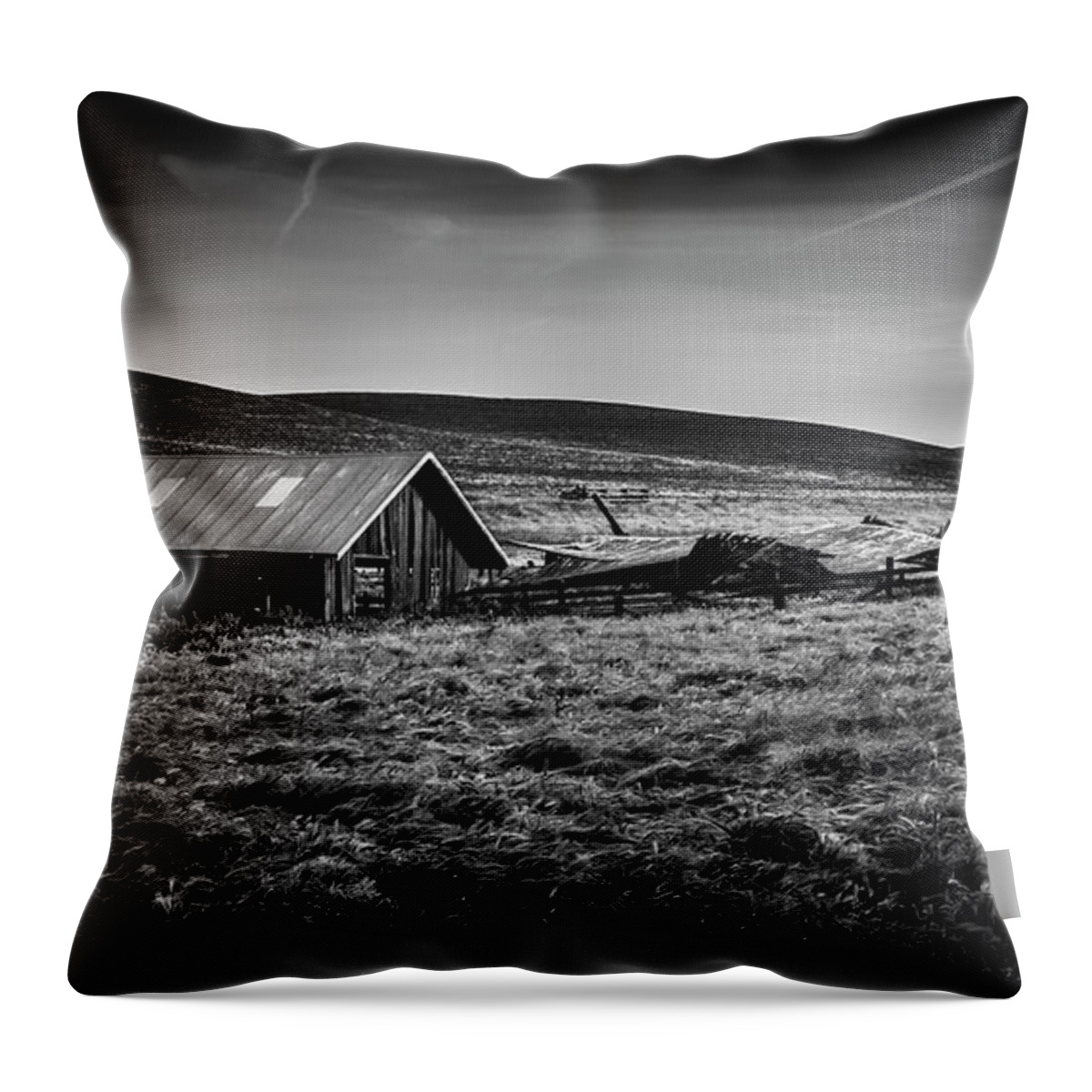Old Barn Throw Pillow featuring the photograph Barn by the Wayside by Bruce Bottomley