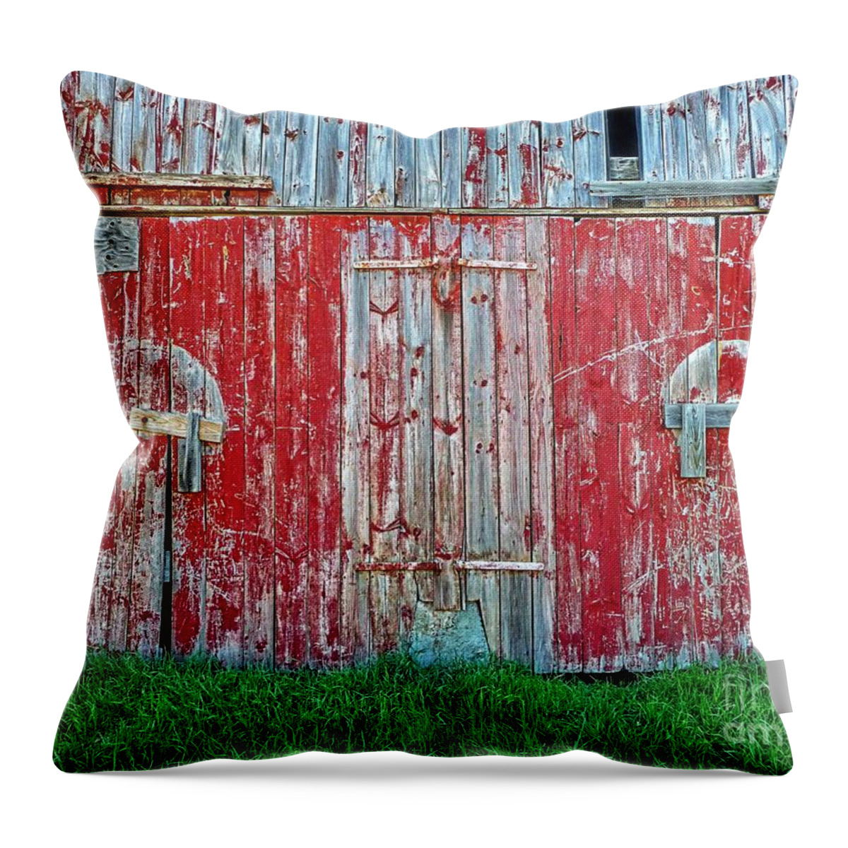 Barn Throw Pillow featuring the digital art Barn Doors by Dee Flouton
