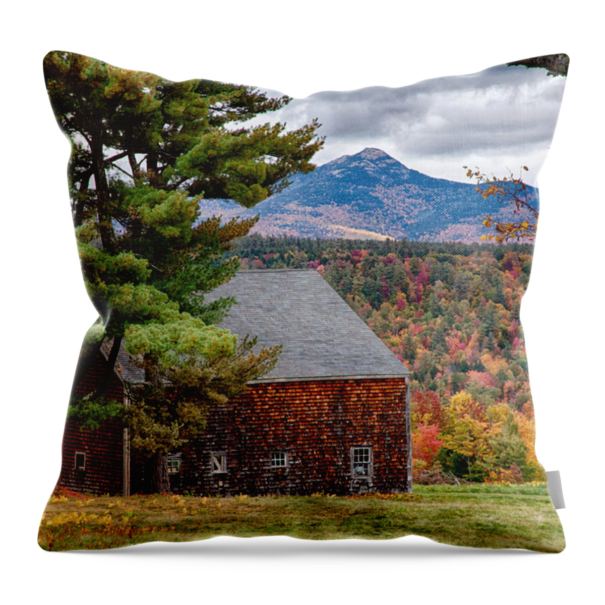 Chocorua Fall Colors Throw Pillow featuring the photograph Barn number three by Jeff Folger