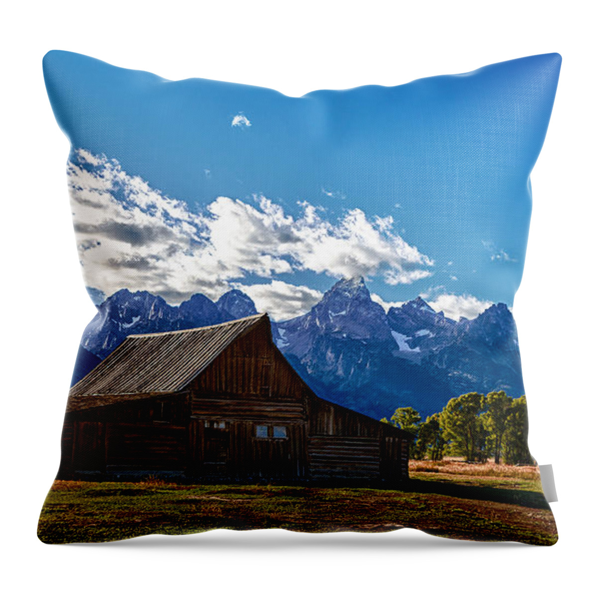 Grand Teton National Park Throw Pillow featuring the photograph Barn on Mormon Row by Cheryl Strahl