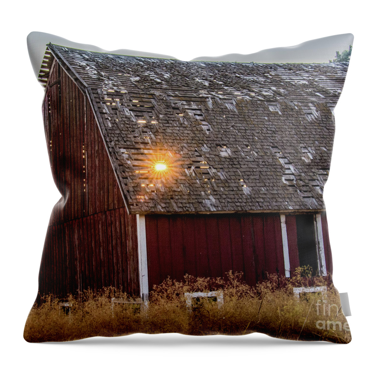 Sunset Throw Pillow featuring the photograph Barn Sunset by John Greco