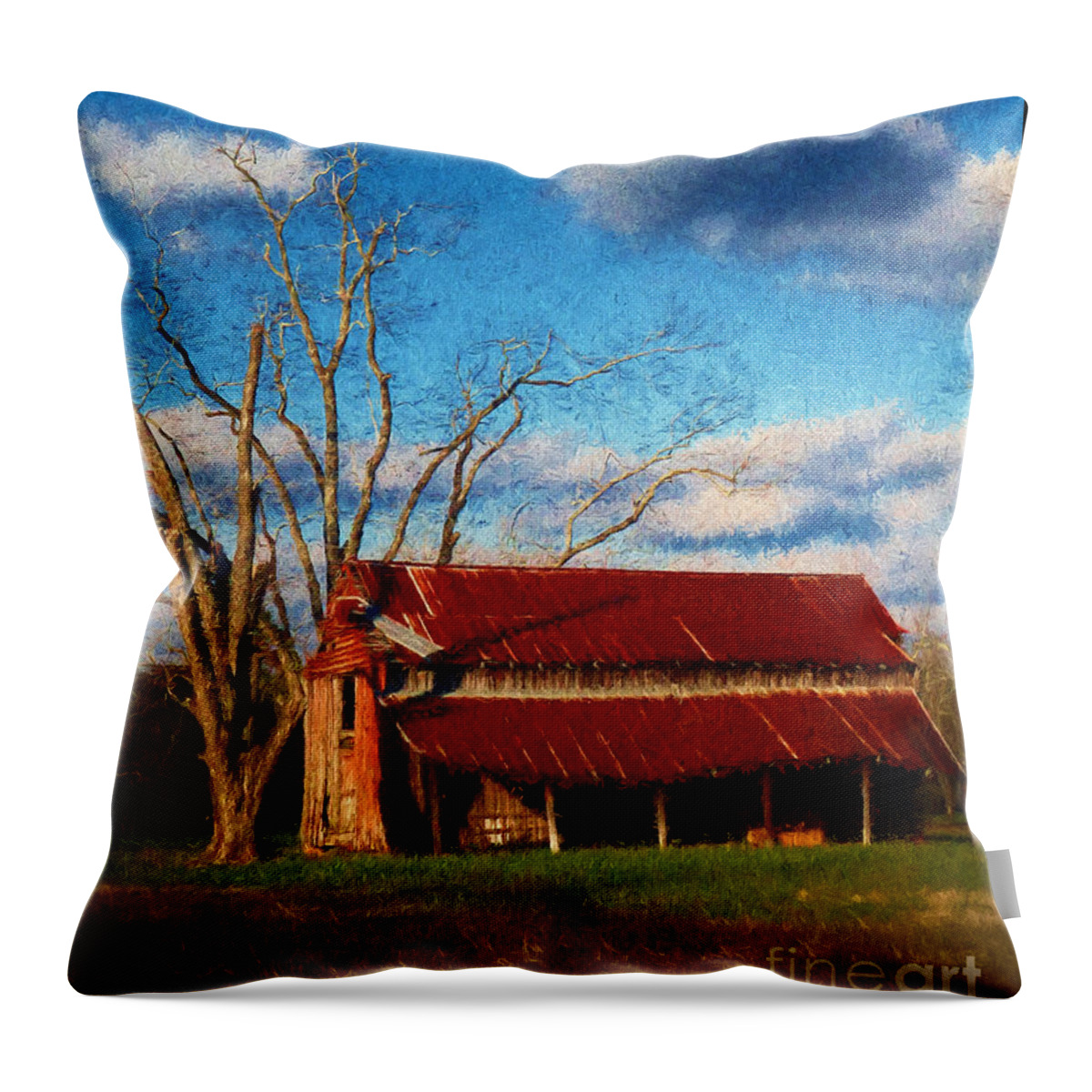Fine Art Prints Throw Pillow featuring the photograph Red Roof Barn 2 by Dave Bosse