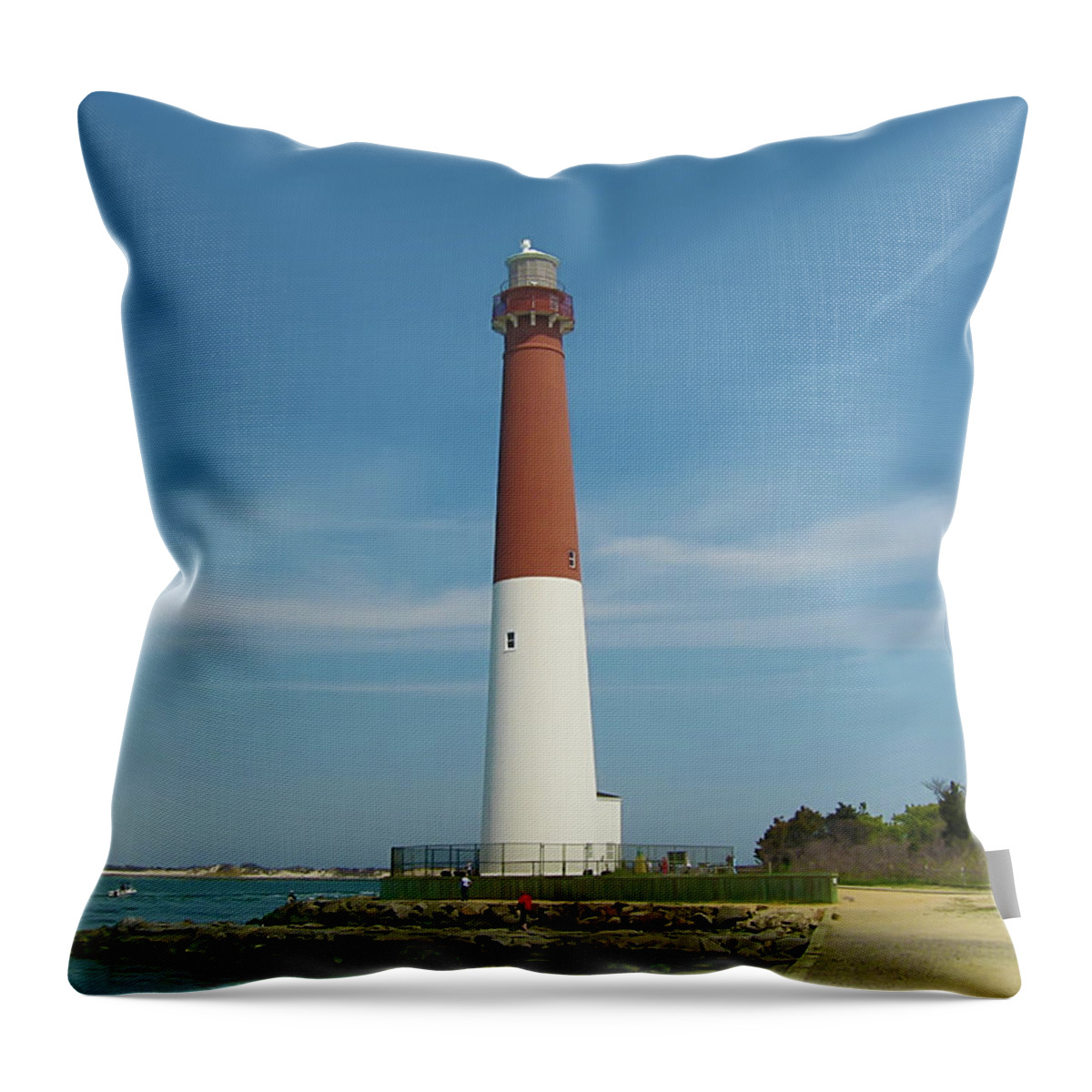 Barnegat Throw Pillow featuring the photograph Barnegat Lighthouse by Bill Cannon