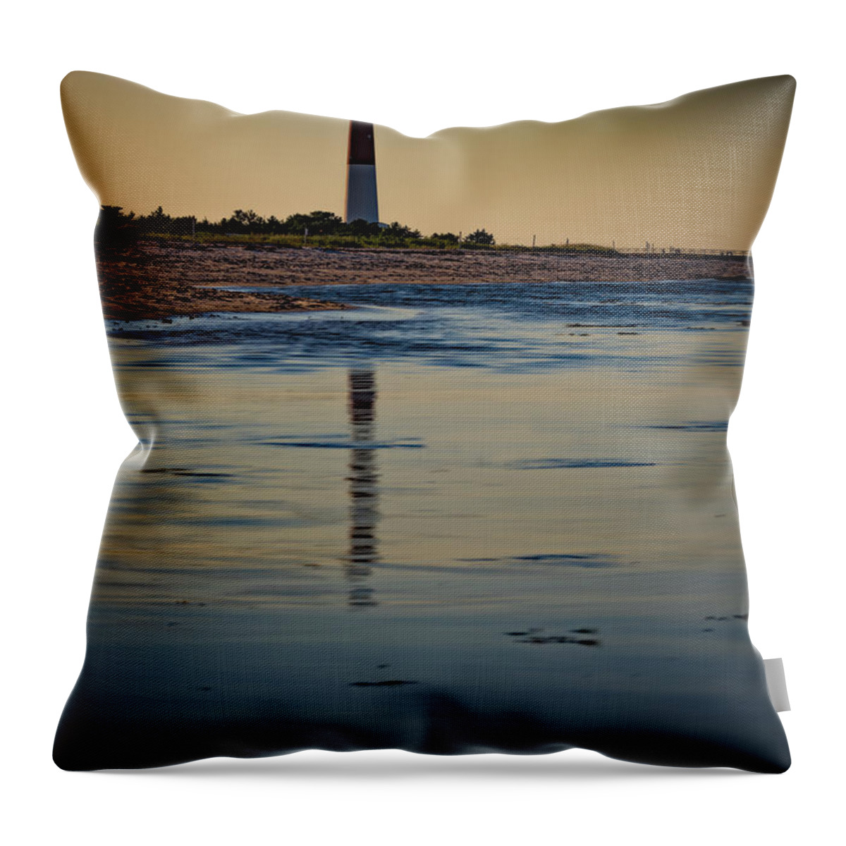 Barnegat Lighthouse Throw Pillow featuring the photograph Barnegat Reflections by Rick Berk