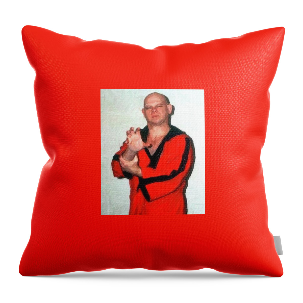 Man Throw Pillow featuring the painting Baron Von Raschke by Cliff Starks