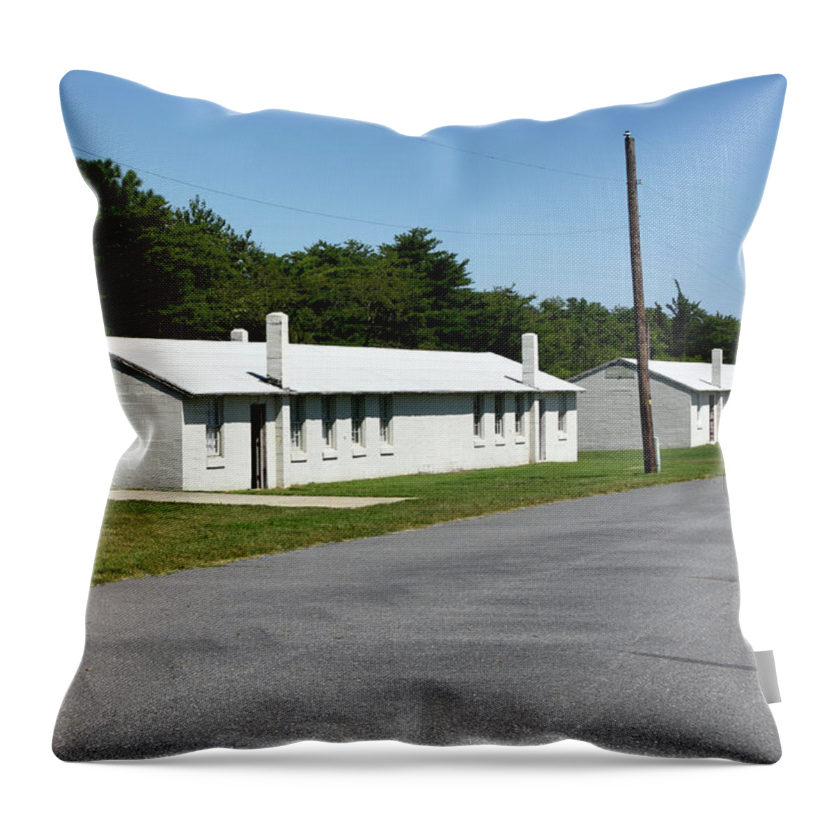 Barracks Throw Pillow featuring the photograph Barracks at Fort Miles - Cape Henlopen State Park by Brendan Reals