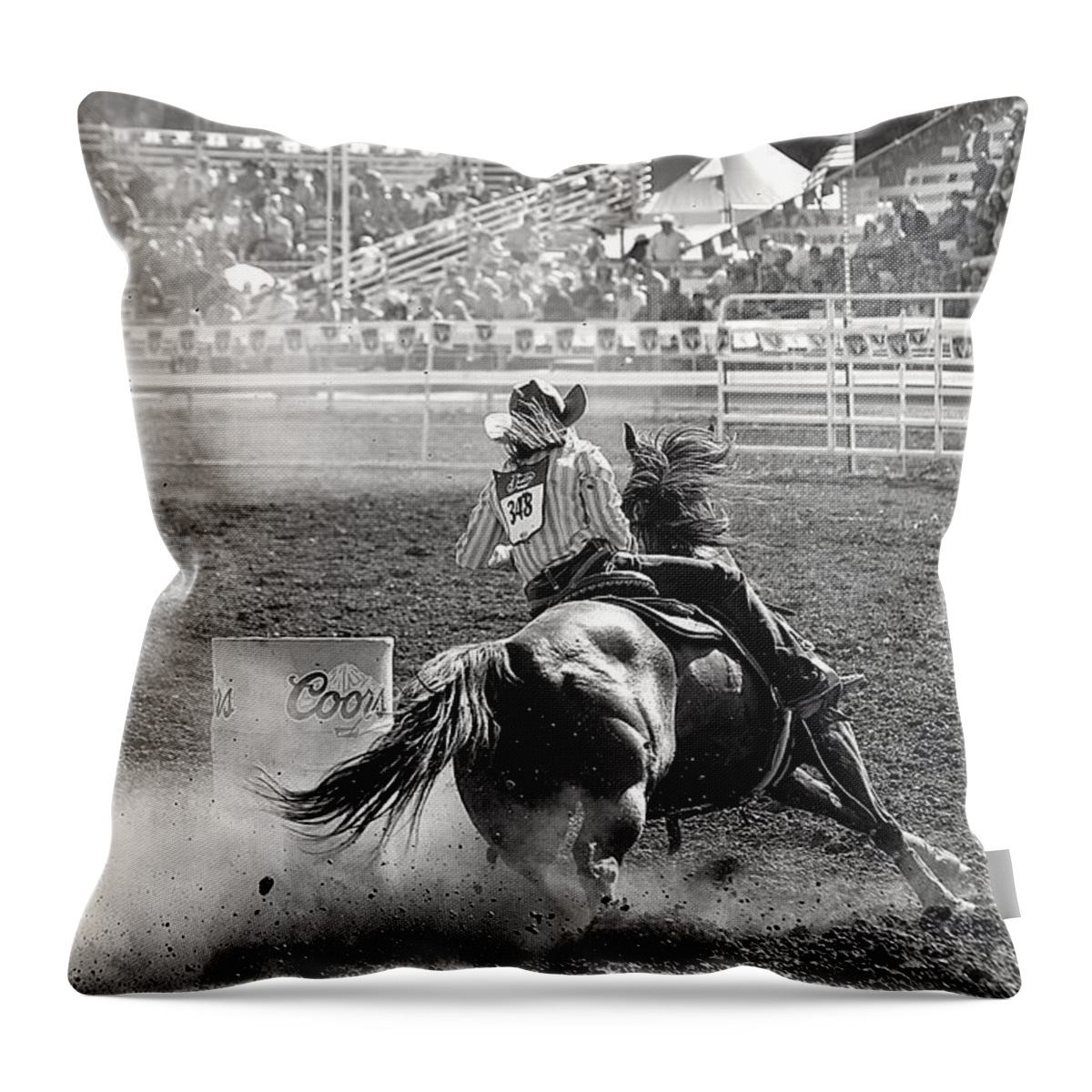Barrel Racer Throw Pillow featuring the photograph Barrel Racer by Maria Jansson