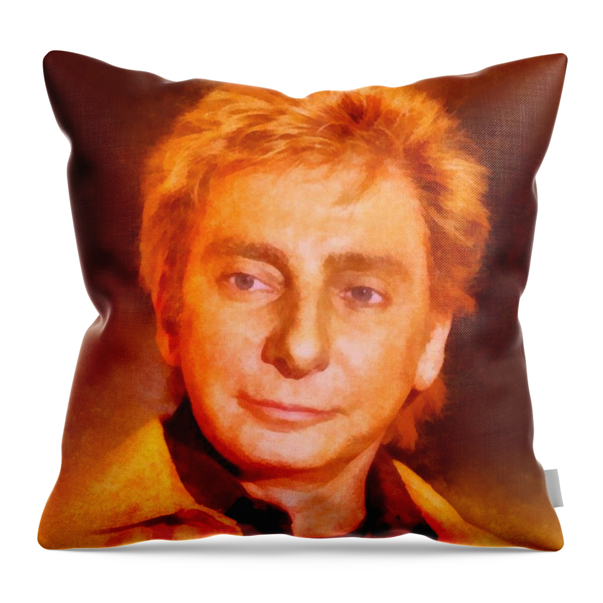 Hollywood Throw Pillow featuring the painting Barry Manilow by John Springfield by Esoterica Art Agency
