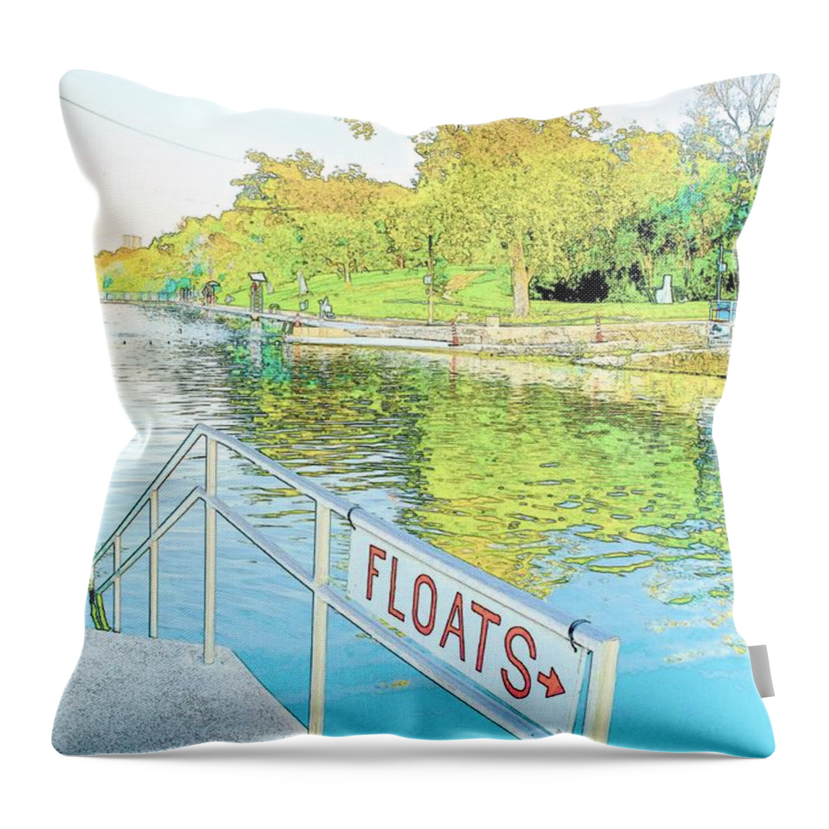Sketch Throw Pillow featuring the photograph Barton Springs Sketch by Kristina Deane
