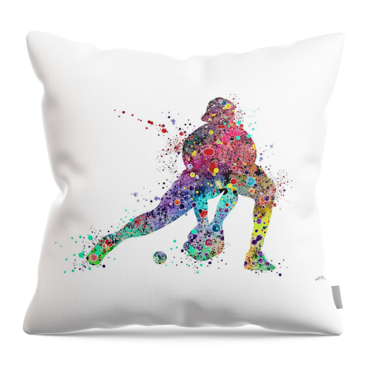 Baseball Throw Pillow featuring the digital art Baseball Softball Catcher Sports Art Print by White Lotus