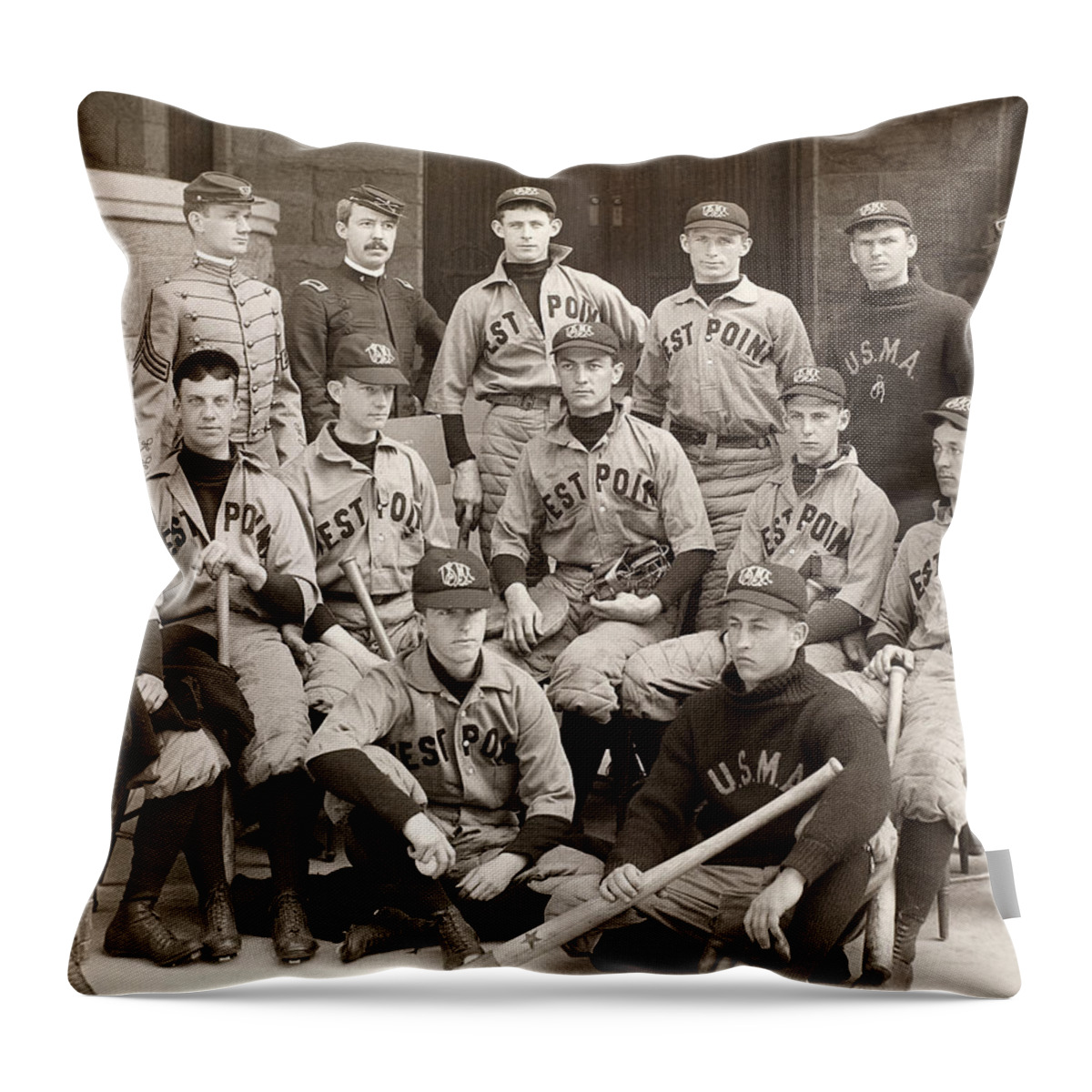 1896 Throw Pillow featuring the photograph Baseball: West Point, 1896 by Granger