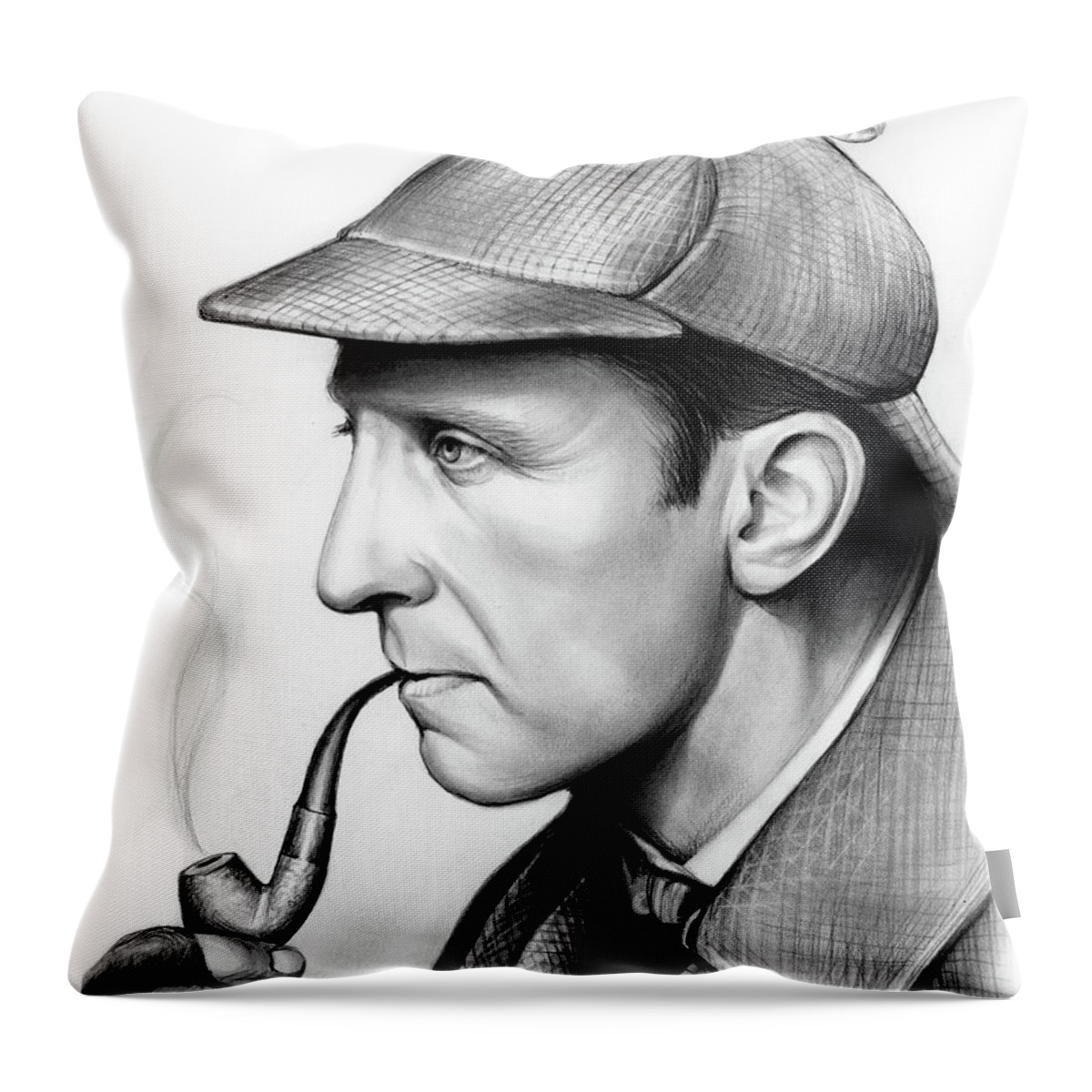Hollywood Throw Pillow featuring the drawing Peter Cushing #1 by Greg Joens