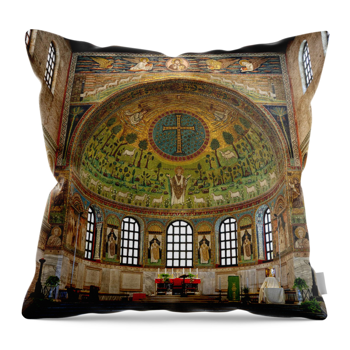 Basilica Throw Pillow featuring the photograph Basilica of Sant' Apollinare in Classe by Nigel Fletcher-Jones