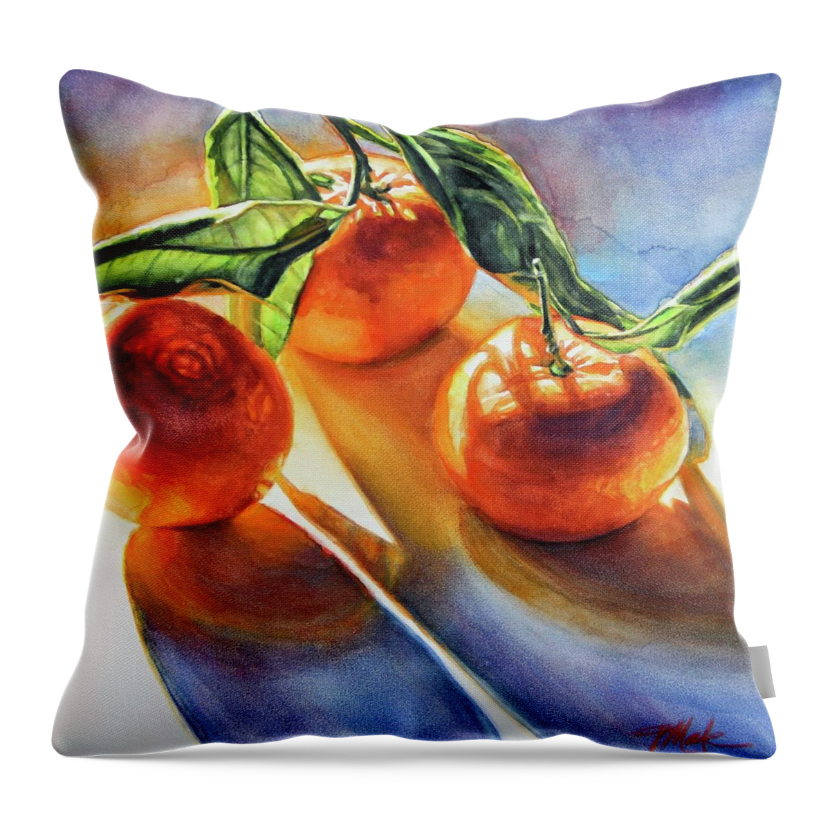 Fruit Throw Pillow featuring the painting Bask in the Sunshine by Tracy Male