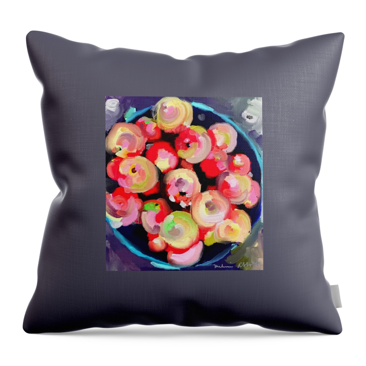 Apples Throw Pillow featuring the photograph Basket of Apples at Rockport Farmer's Market by Melissa Abbott