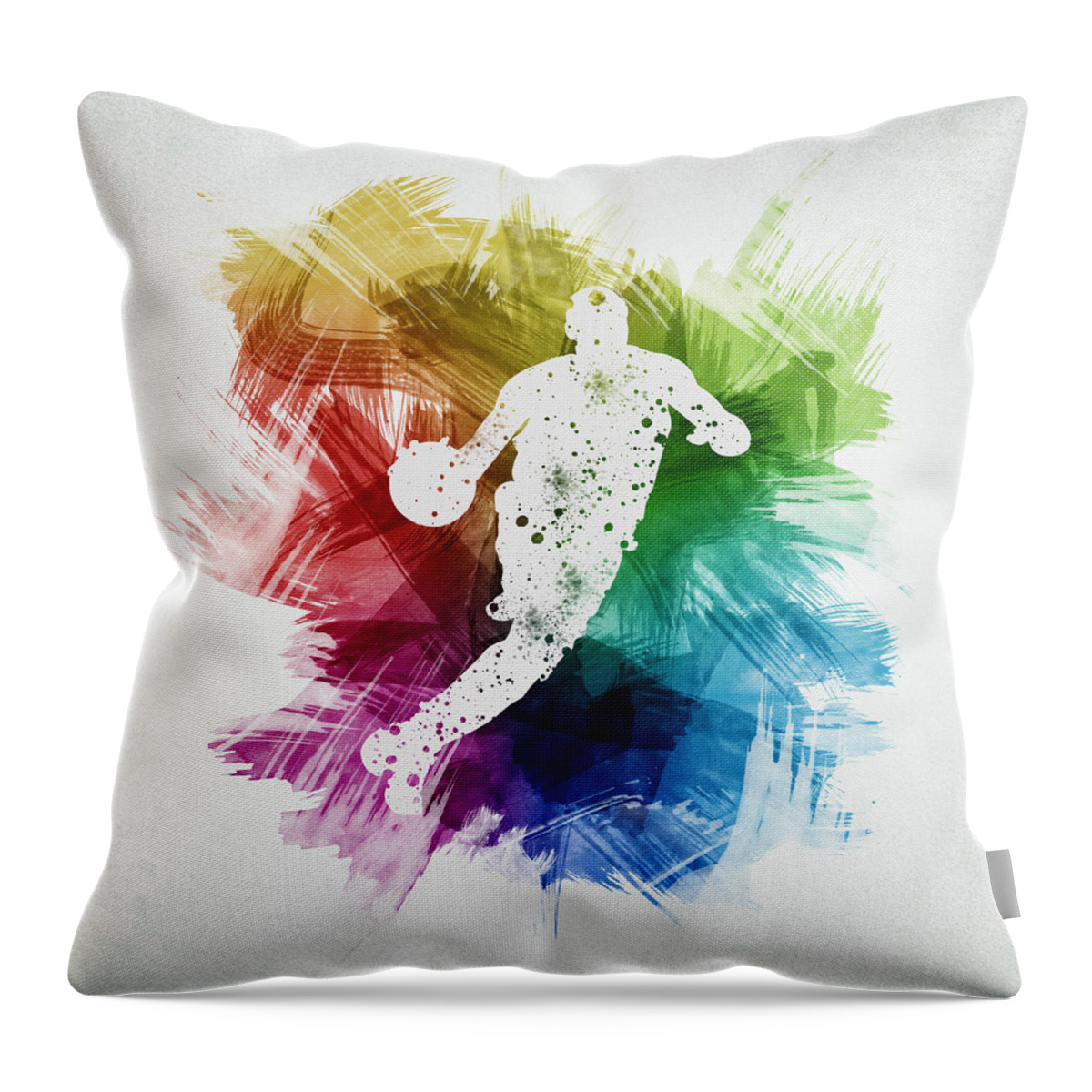 Basketball Throw Pillow featuring the digital art Basketball Player Art 20 by Aged Pixel