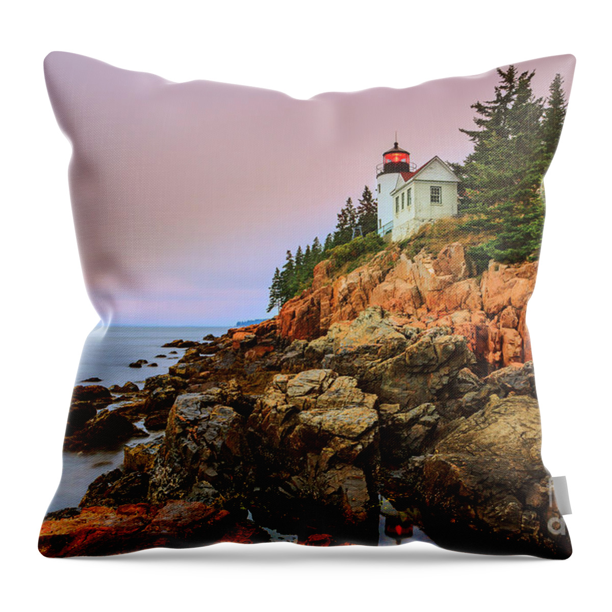 Usa Throw Pillow featuring the photograph Bass Harbor Head Light - Maine by Henk Meijer Photography